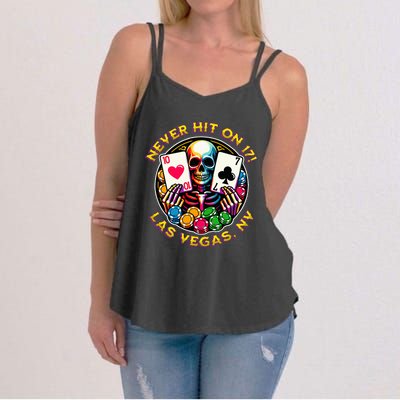 Las Vegas Trip Guys Girl Trip Black Jack Never Hit On 17 Women's Strappy Tank