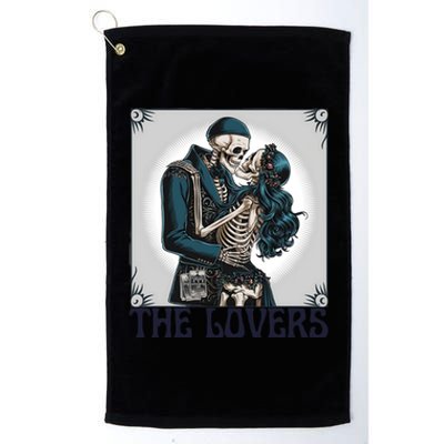 Lovers Vintage Tarot Card Ing Skeleton Astrology Skull Meaningful Gift Platinum Collection Golf Towel