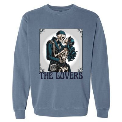 Lovers Vintage Tarot Card Ing Skeleton Astrology Skull Meaningful Gift Garment-Dyed Sweatshirt