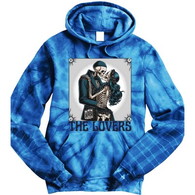 Lovers Vintage Tarot Card Ing Skeleton Astrology Skull Meaningful Gift Tie Dye Hoodie