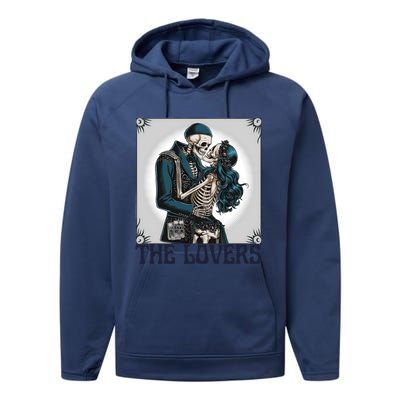 Lovers Vintage Tarot Card Ing Skeleton Astrology Skull Meaningful Gift Performance Fleece Hoodie