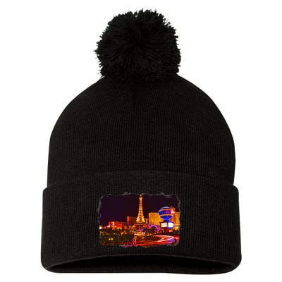 Las Vegas Usa Splash Watercolor Paris Pom Pom 12in Knit Beanie
