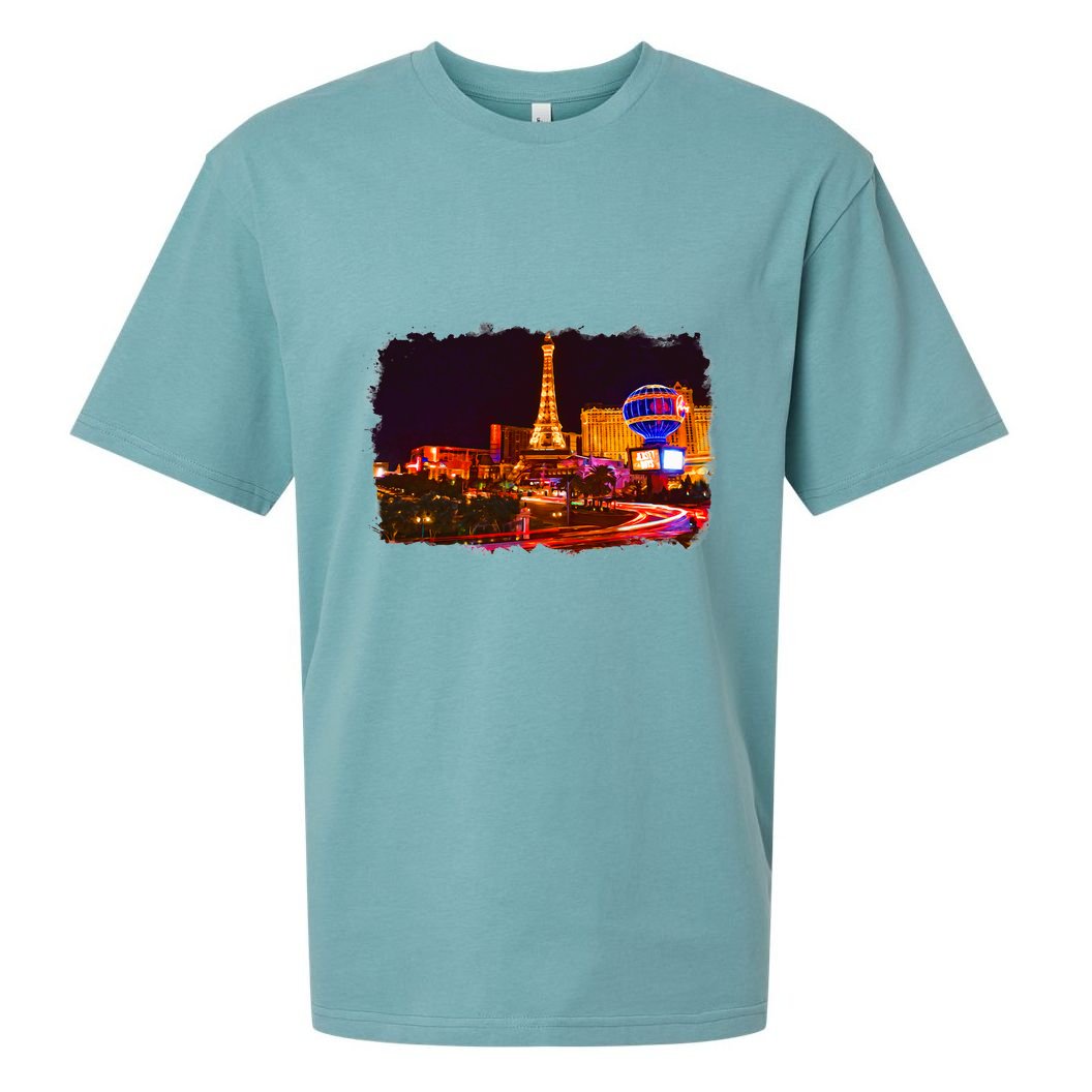 Las Vegas Usa Splash Watercolor Paris Sueded Cloud Jersey T-Shirt