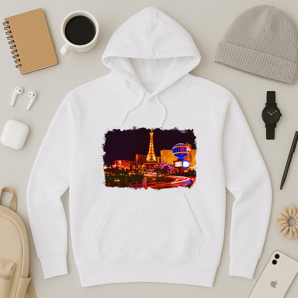 Las Vegas Usa Splash Watercolor Paris Hoodie