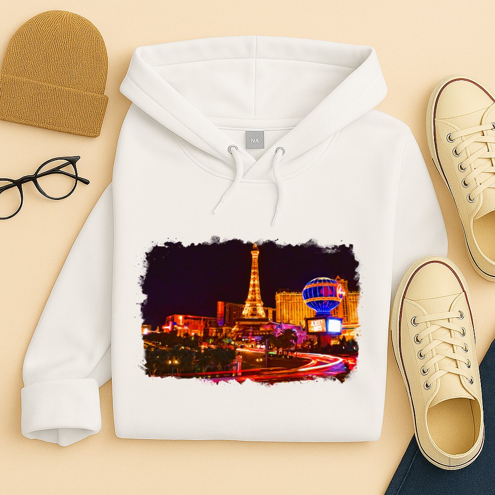 Las Vegas Usa Splash Watercolor Paris Hoodie