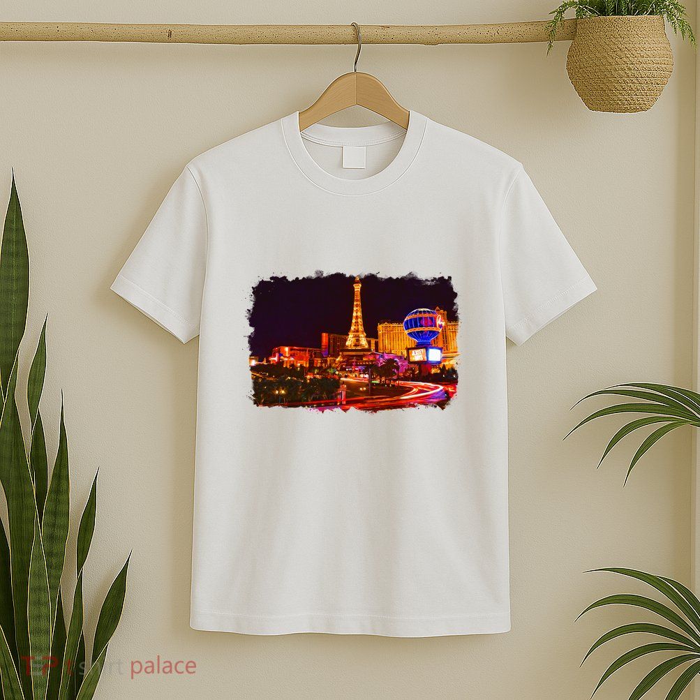 Las Vegas Usa Splash Watercolor Paris T-Shirt