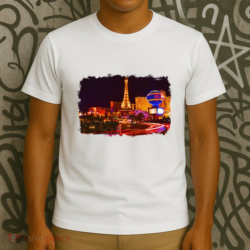 Las Vegas Usa Splash Watercolor Paris T-Shirt