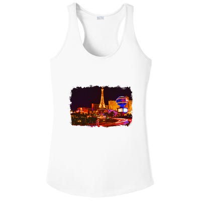 Las Vegas Usa Splash Watercolor Paris Ladies PosiCharge Competitor Racerback Tank