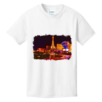Las Vegas Usa Splash Watercolor Paris Kids T-Shirt