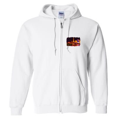 Las Vegas Usa Splash Watercolor Paris Full Zip Hoodie