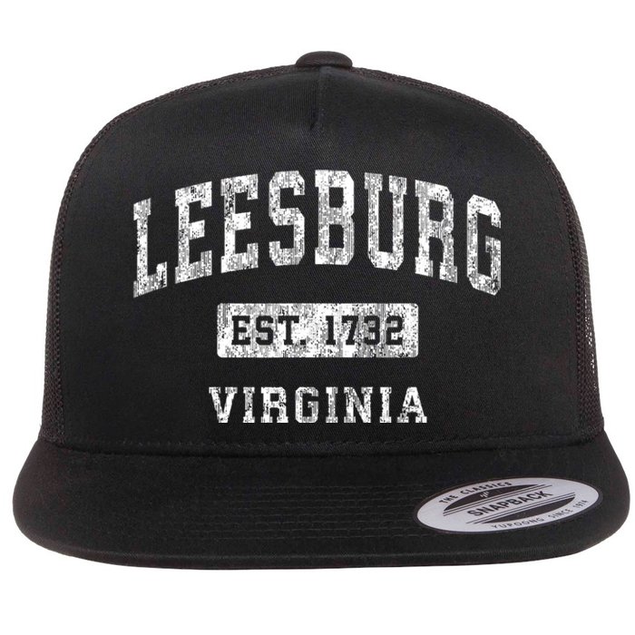 Leesburg Virginia Va Vintage Established Sports Flat Bill Trucker Hat