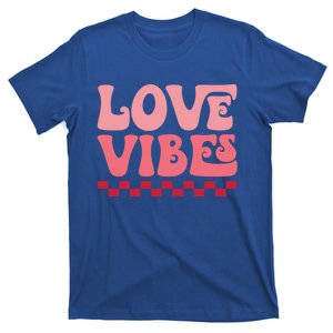 Love Vibes ValentineS Day Groovy Retro Heart Gift T-Shirt