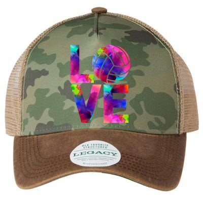 Love Volleyball Watercolor Team Tournat Retro Vibe Cool Gift Legacy Tie Dye Trucker Hat