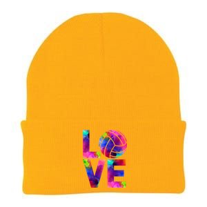 Love Volleyball Watercolor Team Tournat Retro Vibe Cool Gift Knit Cap Winter Beanie