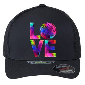 Love Volleyball Watercolor Team Tournat Retro Vibe Cool Gift Flexfit Unipanel Trucker Cap