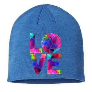 Love Volleyball Watercolor Team Tournat Retro Vibe Cool Gift Sustainable Beanie