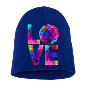 Love Volleyball Watercolor Team Tournat Retro Vibe Cool Gift Short Acrylic Beanie