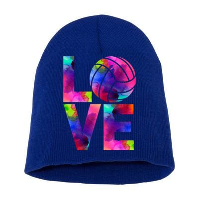 Love Volleyball Watercolor Team Tournat Retro Vibe Cool Gift Short Acrylic Beanie