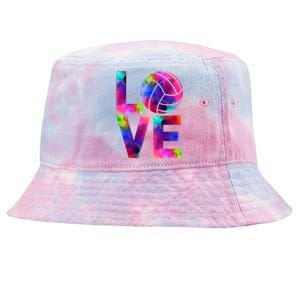 Love Volleyball Watercolor Team Tournat Retro Vibe Cool Gift Tie-Dyed Bucket Hat