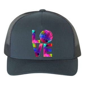 Love Volleyball Watercolor Team Tournat Retro Vibe Cool Gift Yupoong Adult 5-Panel Trucker Hat