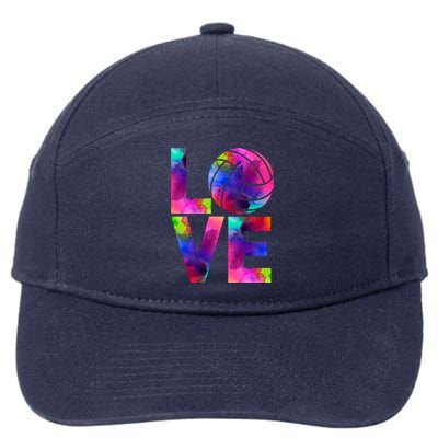 Love Volleyball Watercolor Team Tournat Retro Vibe Cool Gift 7-Panel Snapback Hat