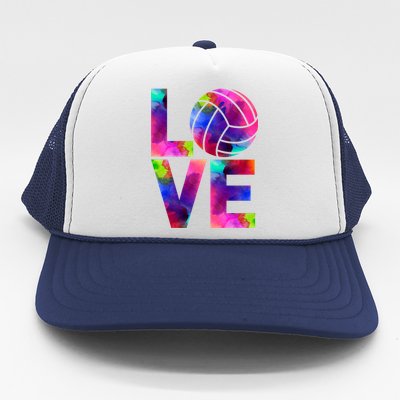 Love Volleyball Watercolor Team Tournat Retro Vibe Cool Gift Trucker Hat