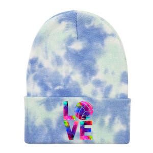 Love Volleyball Watercolor Team Tournat Retro Vibe Cool Gift Tie Dye 12in Knit Beanie