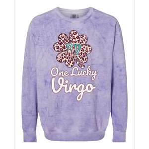 Lucky Virgo Zodiac Sign With Leopard Pattern Shamrock Gift Colorblast Crewneck Sweatshirt