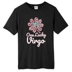 Lucky Virgo Zodiac Sign With Leopard Pattern Shamrock Gift Tall Fusion ChromaSoft Performance T-Shirt