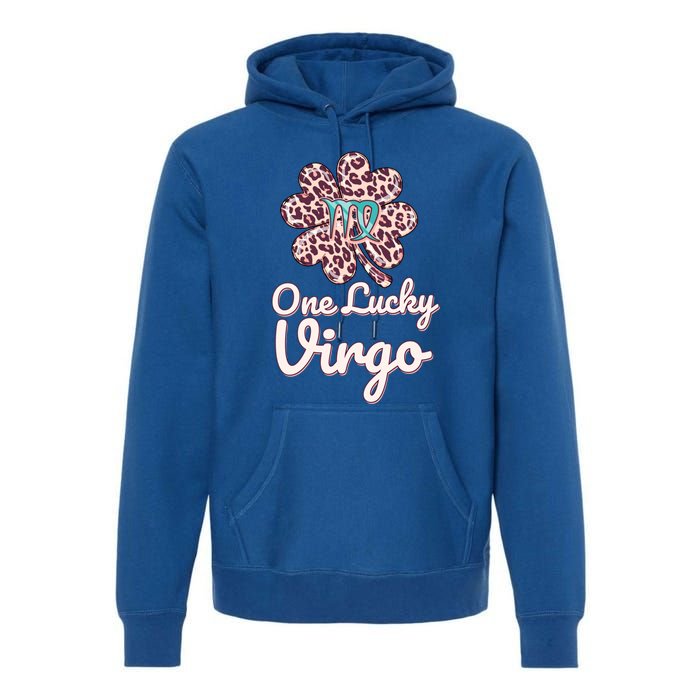 Lucky Virgo Zodiac Sign With Leopard Pattern Shamrock Gift Premium Hoodie