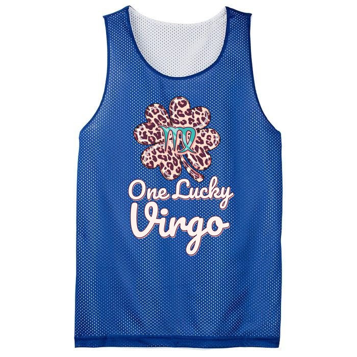 Lucky Virgo Zodiac Sign With Leopard Pattern Shamrock Gift Mesh Reversible Basketball Jersey Tank