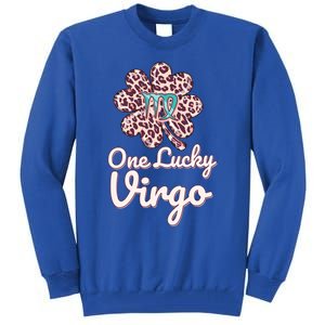 Lucky Virgo Zodiac Sign With Leopard Pattern Shamrock Gift Tall Sweatshirt