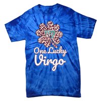 Lucky Virgo Zodiac Sign With Leopard Pattern Shamrock Gift Tie-Dye T-Shirt