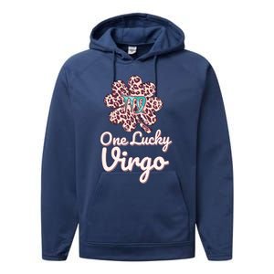 Lucky Virgo Zodiac Sign With Leopard Pattern Shamrock Gift Performance Fleece Hoodie