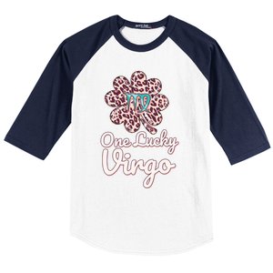 Lucky Virgo Zodiac Sign With Leopard Pattern Shamrock Gift Baseball Sleeve Shirt