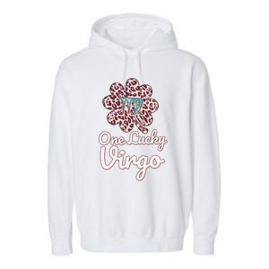 Lucky Virgo Zodiac Sign With Leopard Pattern Shamrock Gift Garment-Dyed Fleece Hoodie