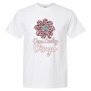 Lucky Virgo Zodiac Sign With Leopard Pattern Shamrock Gift Garment-Dyed Heavyweight T-Shirt