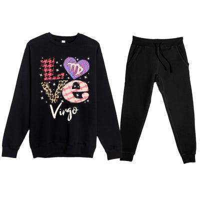 Love Virgo Zodiac Sign And Love Heart Cool Gift Premium Crewneck Sweatsuit Set