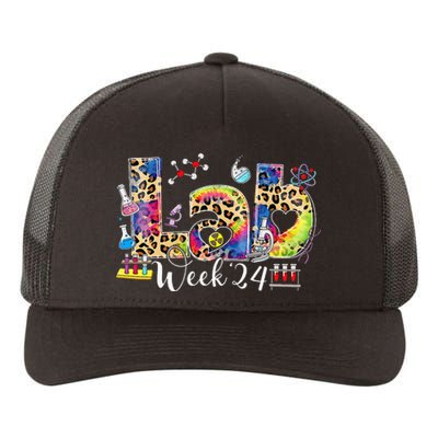 Lab Week 2024 Laboratory Tech Leopard Medical Technician Yupoong Adult 5-Panel Trucker Hat