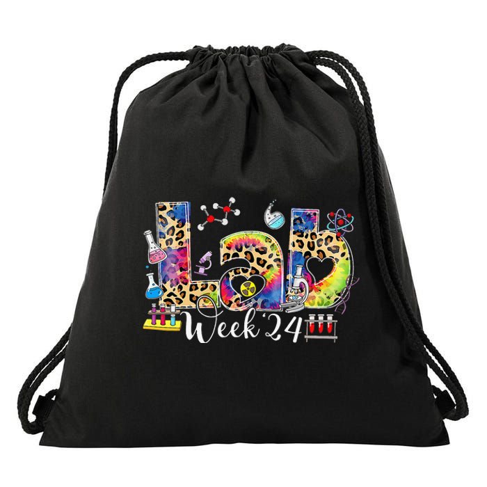 Lab Week 2024 Laboratory Tech Leopard Medical Technician Drawstring Bag