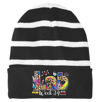 Lab Week 2024 Laboratory Tech Leopard Medical Technician Striped Beanie with Solid Band