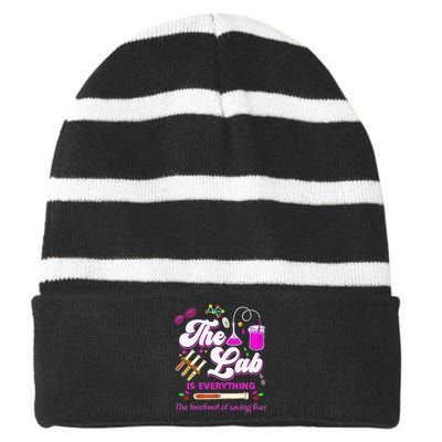 Lab Week 2024 The Lab Is Everything Medical Assistant Women Striped Beanie with Solid Band