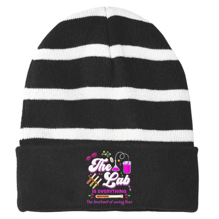 Lab Week 2024 The Lab Is Everything Medical Assistant Women Striped Beanie with Solid Band