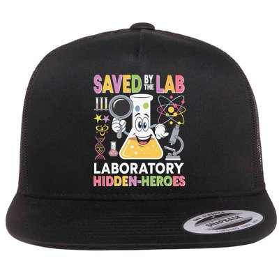 Lab Week 2025 Saved By The Lab Retro Medical Laboratory Tech Flat Bill Trucker Hat