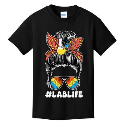 Lab Week 2025 Laboratory Day Lab Scientist Messy Bun Women Kids T-Shirt