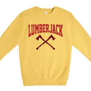 Lumberjack Woodworker Arborist Axe Flannel Premium Crewneck Sweatshirt