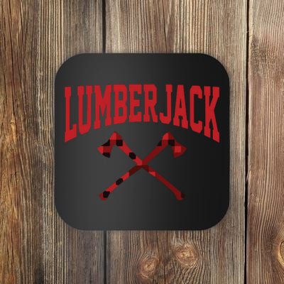 Lumberjack Woodworker Arborist Axe Flannel Coaster