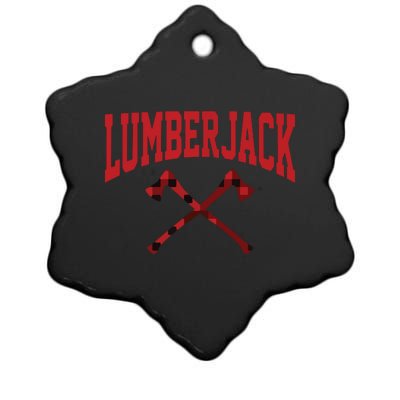 Lumberjack Woodworker Arborist Axe Flannel Ceramic Star Ornament