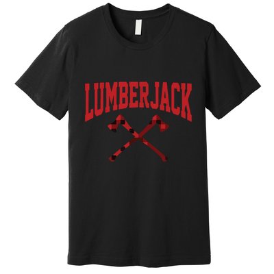Lumberjack Woodworker Arborist Axe Flannel Premium T-Shirt
