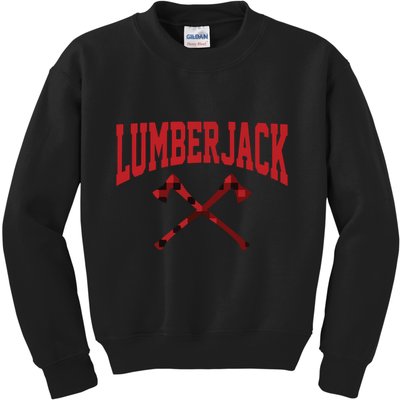 Lumberjack Woodworker Arborist Axe Flannel Kids Sweatshirt